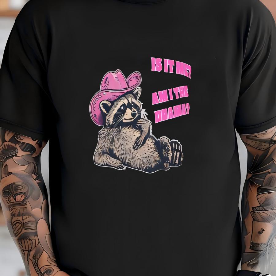Cowboy Raccoon Graphic Tee: Funny Meme Y2k Hoodie T-shirt