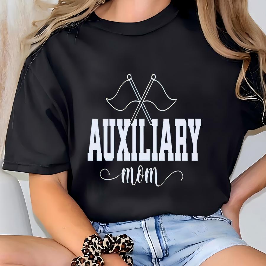 Custom Auxiliary Mom Shirt Personalized Name Band Mom T Shirt Color Guard Mama Tshirt Auxiliary Gift Marching Band Mom Colorguard Shirt T-shirt