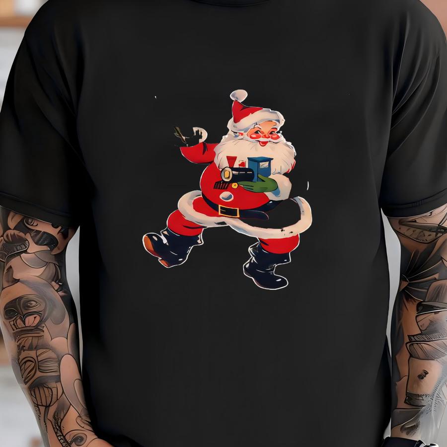 Retro Santa Christmas Tee: Sarcastic Adult Humor Hoodie T-shirt