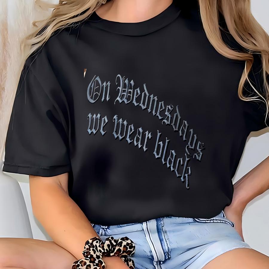 On Wednesdays We Wear Black Sweatshirt, Goth Apparel, Spooky Season Shirt, Funny Saying Shirt, Gift For Bestie, Alternative Mom T-shirt