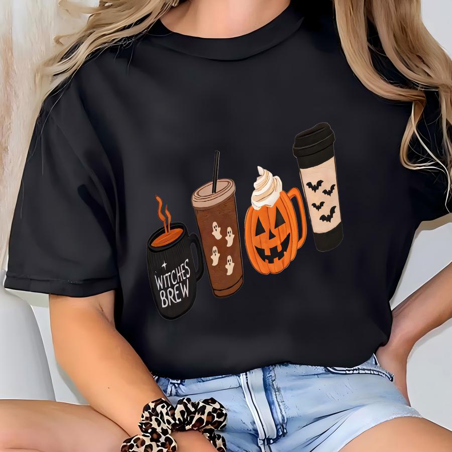 Halloween Coffee Sweatshirt, Fall Vibe Crewneck, Women Halloween Sweatshirt, Coffee Lover Sweatshirt T-shirt
