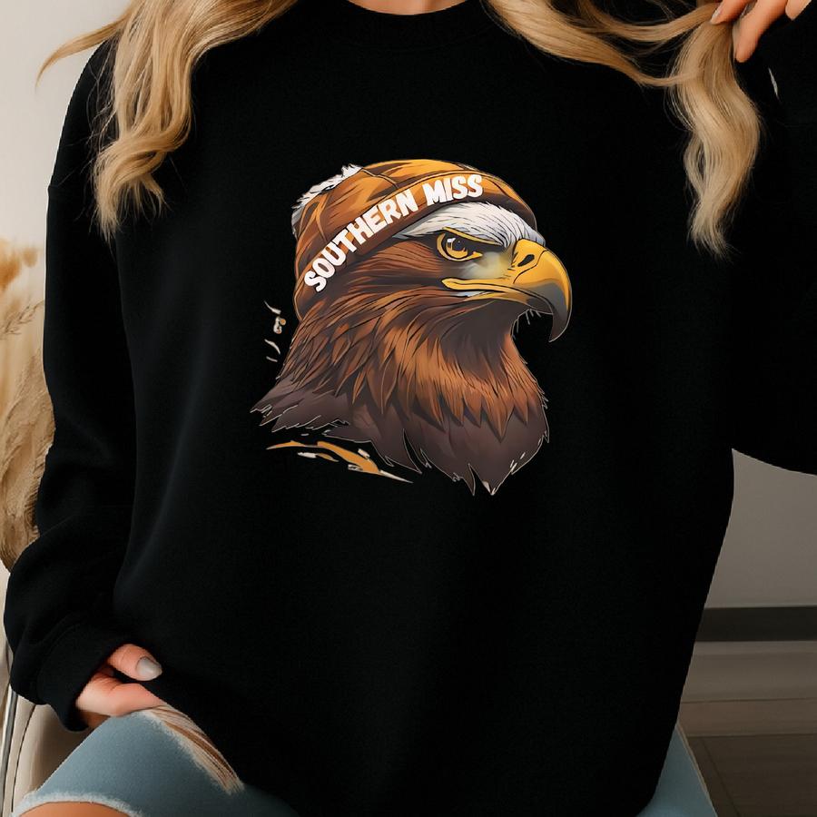 Southern Miss Crewneck Sweatshirt: Eagle Design, College Team Spirit Sweatshirt