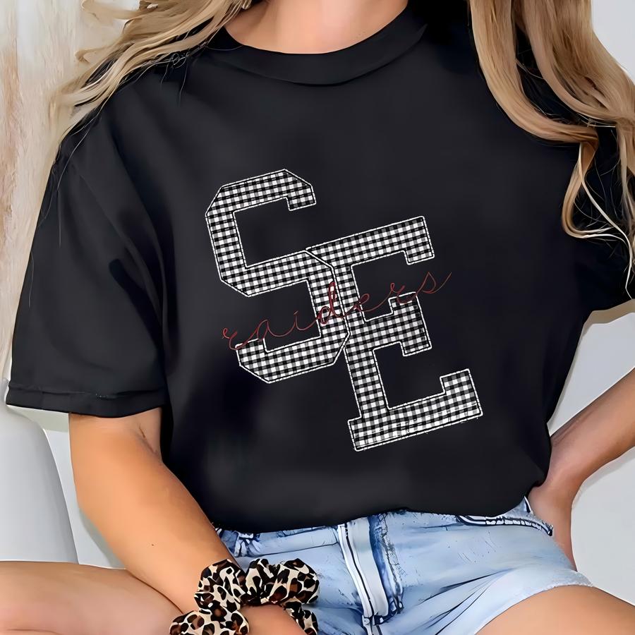 Custom Mascot Appliqué Shirt | Interlocking Letters Spirit Wear Hoodie | Personalized School Pride Top | Game Day Tee T-shirt