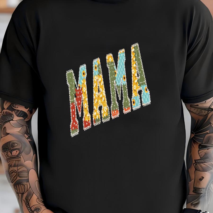 Mama Sweatshirt, Custom Personalized Mama Sweatshirt, Sweatshirt, Gift For Mom, Mother’s Day Patchwork Sweatshirt T-shirt
