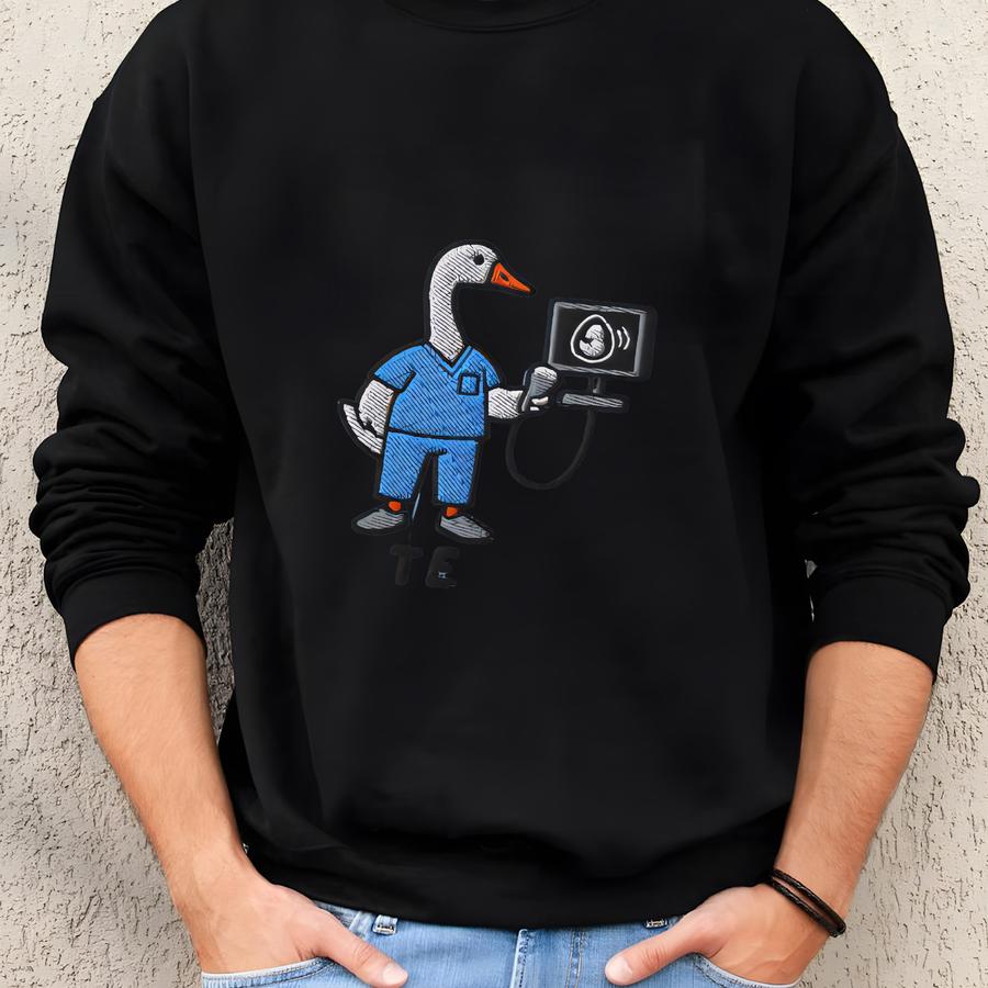 Ultrasound Tech ® T-shirt, Funny Sonographer Goose Tee, Garment Dyed Unisex Medical Imaging Gift, Retro Graphic Sweatshirt