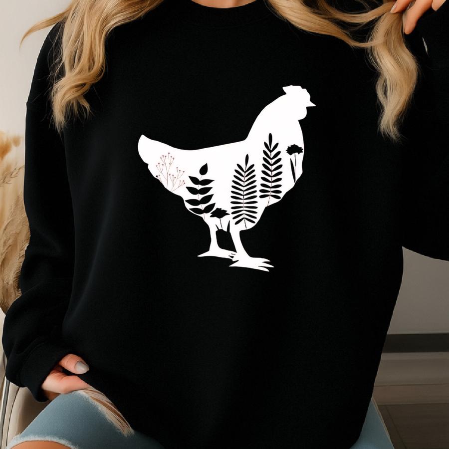 Chicken Shirt, Floral Chicken Shirt, Chicken Lover Tee, Gift For Chicken Lover, Women Country Shirt, Animal Lover Gift, Farm Life Tshirt Sweatshirt