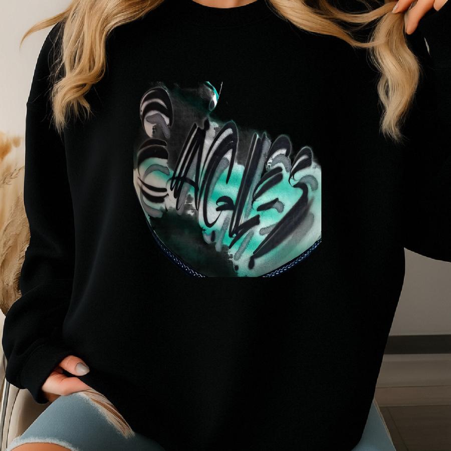 Vintage 1990s  Football Kelly Green Airbrush Spell Out Graphic Trucker Snap Back Hat (adjustable) Sweatshirt