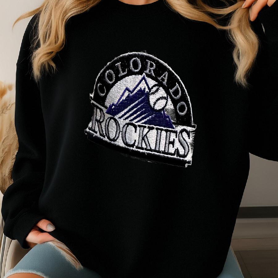Vintage 1990s Colorado Rockies Mlb Baseball White And Purple Snap Back Hat (fits Head Size Small/medium) Sweatshirt
