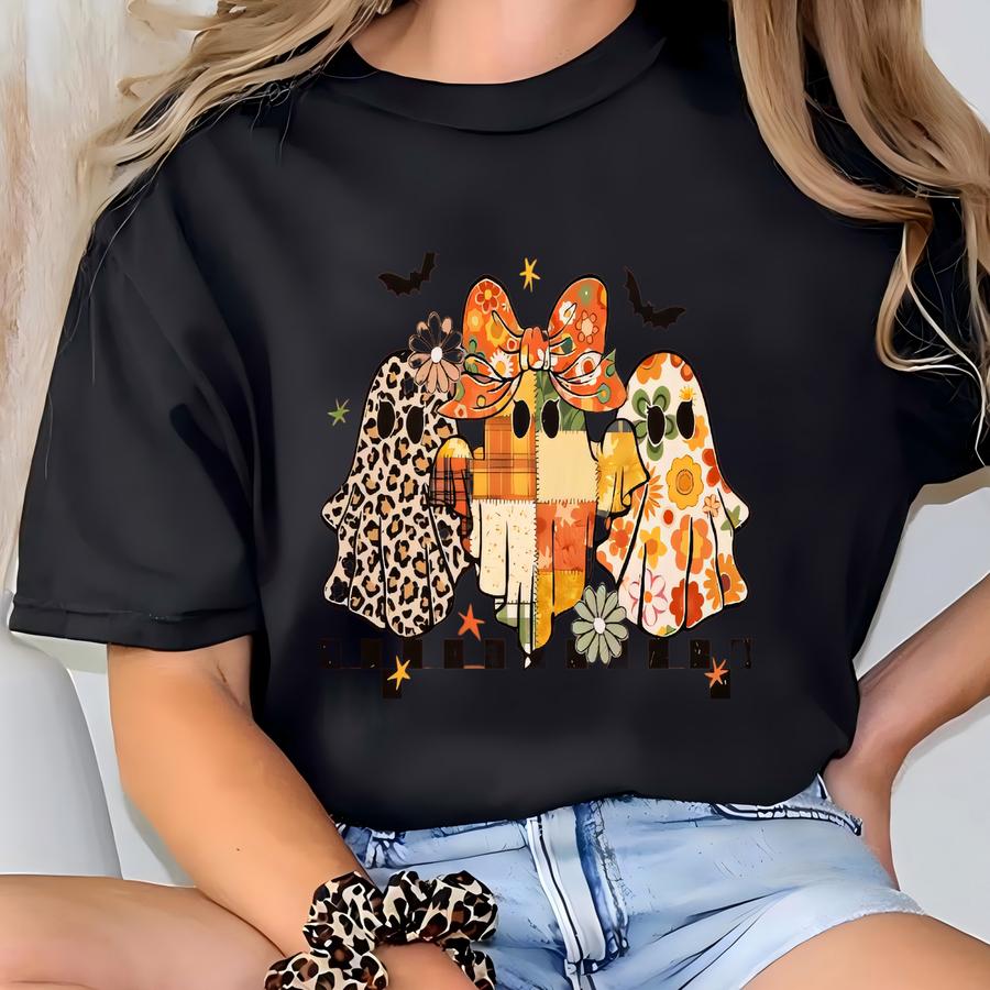 Retro Halloween Ghosts Hoodie: Fall Tee T-shirt