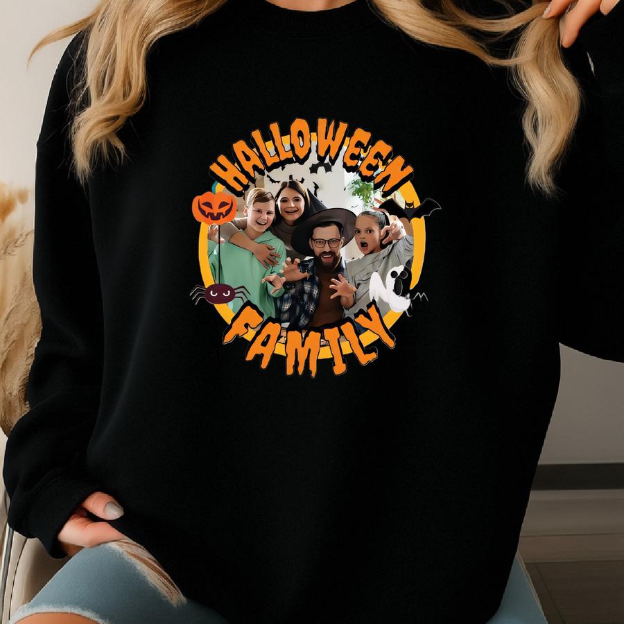 Custom Instant Photo Halloween T-shirt, Personalized Shirt, Custom Halloween Tee, Retro Halloween Party Tee, Personalized Photo Year Shirt Sweatshirt