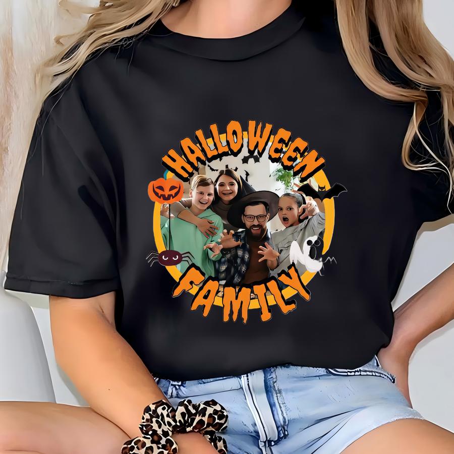 Custom Instant Photo Halloween Hoodie, Personalized Shirt, Custom Halloween Tee, Retro Halloween Party Tee, Personalized Photo Year Shirt T-shirt