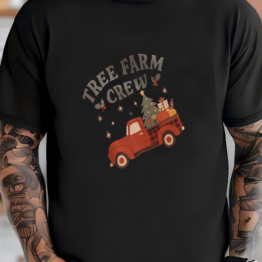 Tree Farm Crew Christmas Hoodie, Vintage Red Truck Holiday Sweater, Offdanforth Essentials Tier T-shirt