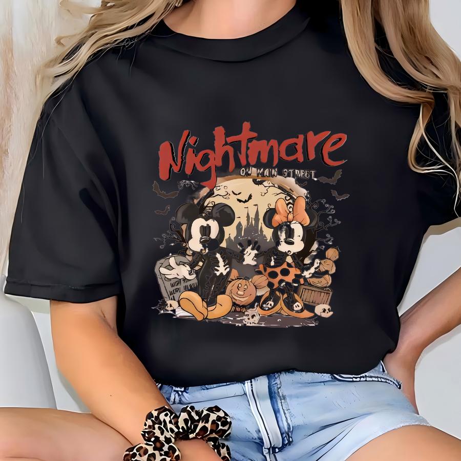 Vintage  Skeleton Nightmare On Main Street Shirts, Skeleton Shirts, Trip Halloween 2025 Shirts T-shirt