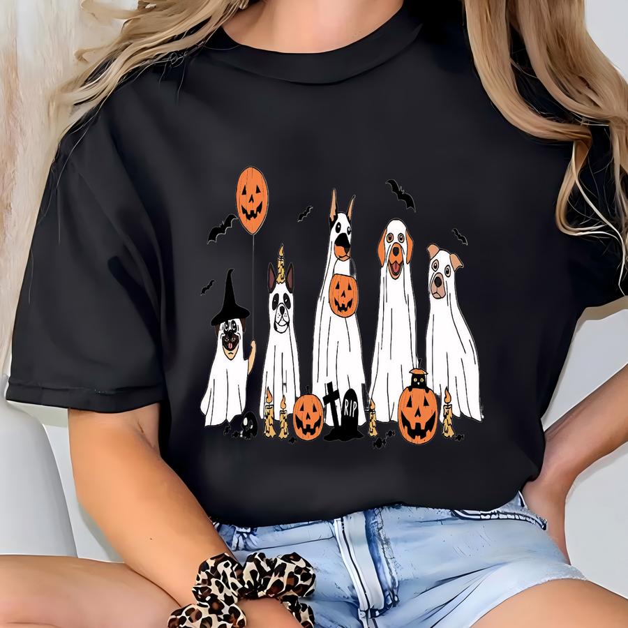 Halloween Dog Shirt, Ghost Dog Shirt, Сute Ghost Dog Hoodie, Halloween Tshirt Women, Dog Lover Gift, Spooky Season, Dog Tee. Ghost Dog Gift T-shirt
