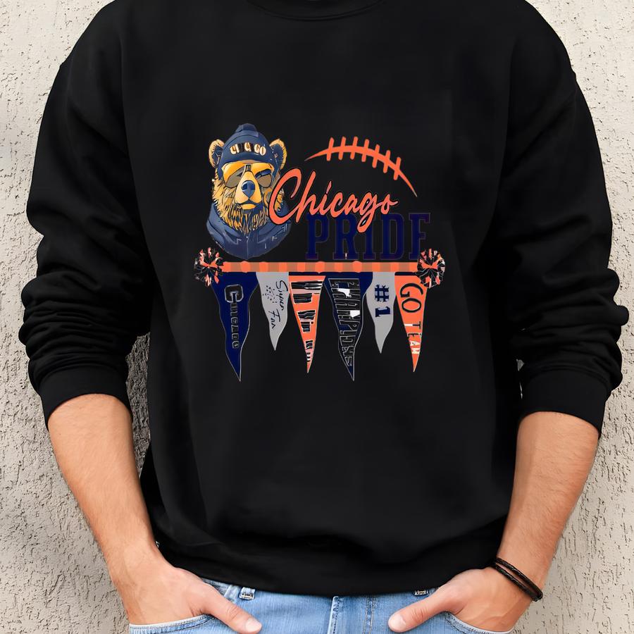 Bears Football Pennant Banner, Chicago Spirit Wear, Bears Football Decor, Chicago Printable, Game Day Shirt, Chicago Football Sweatshirt