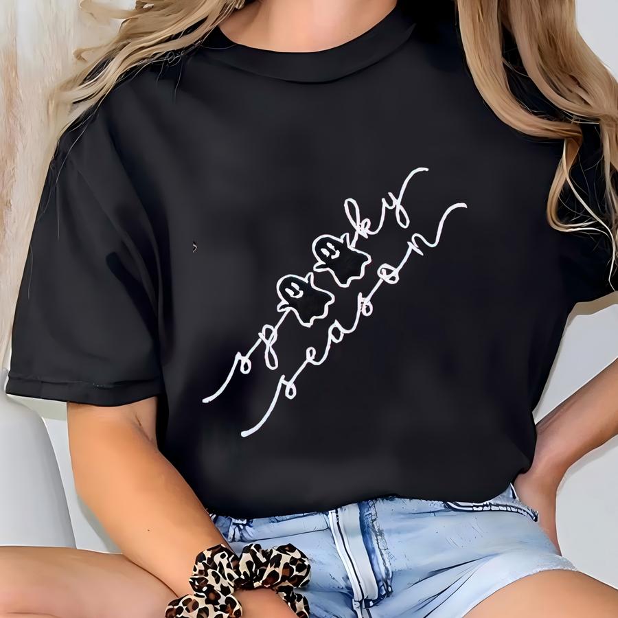 Cute Spooky Season Sweatshirt, Cute Ghost Halloween Shirt, Cute Fall Crewneck, Spooky Season Shirt, Halloween Party Gift T-shirt