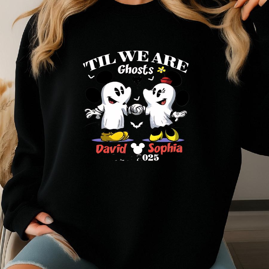 Personalized  Ghost Couple Halloween Shirt, Til We Are Ghosts Honeymoon Wedding Married Halloween Trip, Mr And Mrs Tee Sweatshirt
