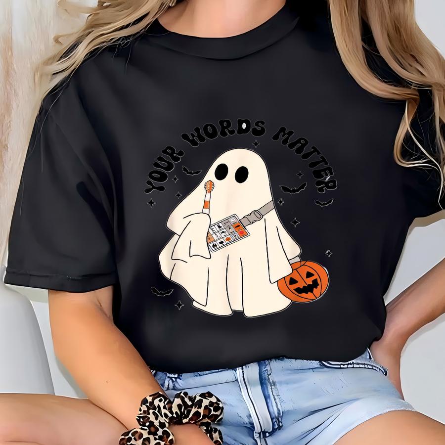 Your Words Matter Halloween Shirt, Aac Sped Teacher Inclusion Tshirt, Neurodiversity Bcba Slp Ot Teachers Gift,language Special Education, T-shirt