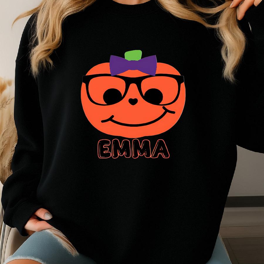 Personalized Kids Halloween Name Shirt, Toddler Boy Girl Halloween Shirt, Custom Name Pumpkin Shirt, Kids Fall Tee, Shirt For Boys And Girls Sweatshirt