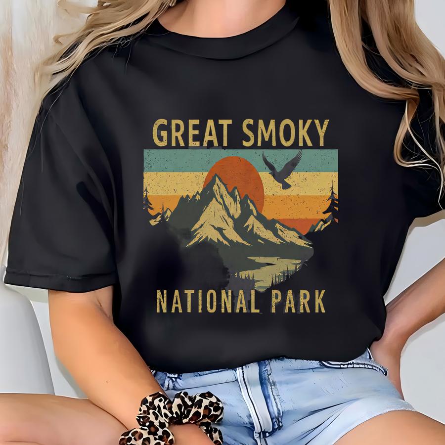 Great Smoky Mountains Hoodie, National Park Shirt, Vintage Graphic Tee, Nature Lover Gift, Outdoor Adventure Top, Eagle Mountain Sunset T-shirt