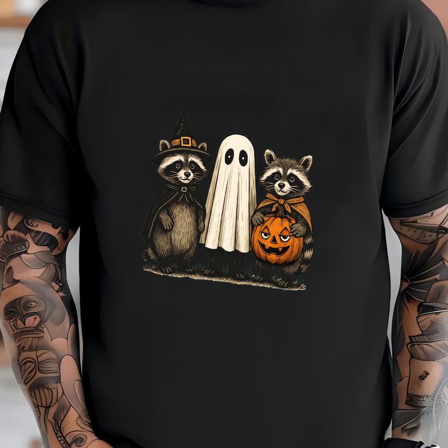 ® Spooky And Raccoon Halloween Shirt, Cute Raccoon Funny Halloween Hoodie,  Halloween Gift T-shirt