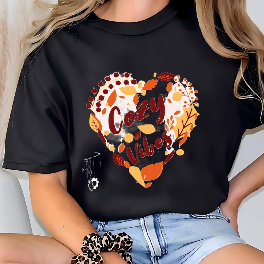 Cozy Vibes Sweatshirt: Autumn Leaves Crewneck - Fall Fashion T-shirt