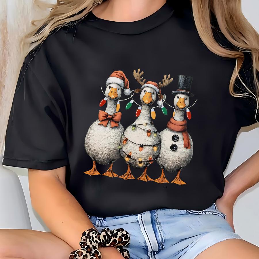 Funny Christmas Goose Sweatshirt, Just A Jolly Goose Shirt, Holiday Duck Pullover, Cute Santa Gift, Funny Goose Shirt, Goose Christmas Shirt T-shirt