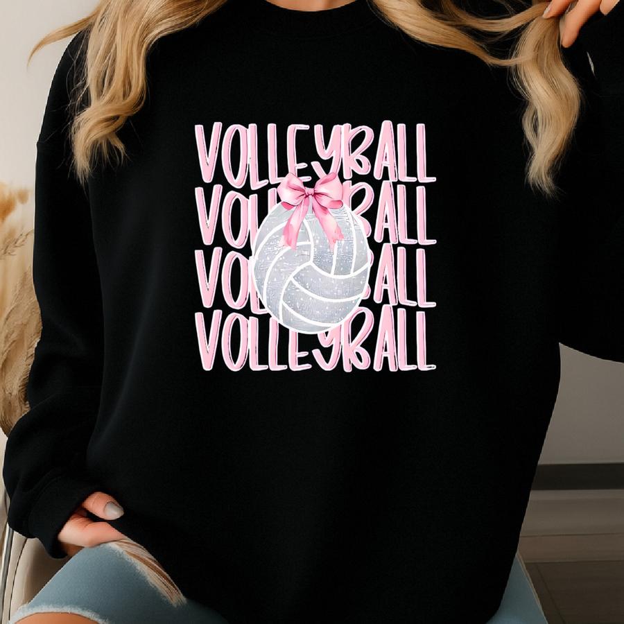 Kids Volleyball Bow Shirt Cute Girls Volleyball Tee Volleyball Sibling Tee Volleyball Player Shirt Team Spirit Gameday Shirt Pink Bow Tee Sweatshirt