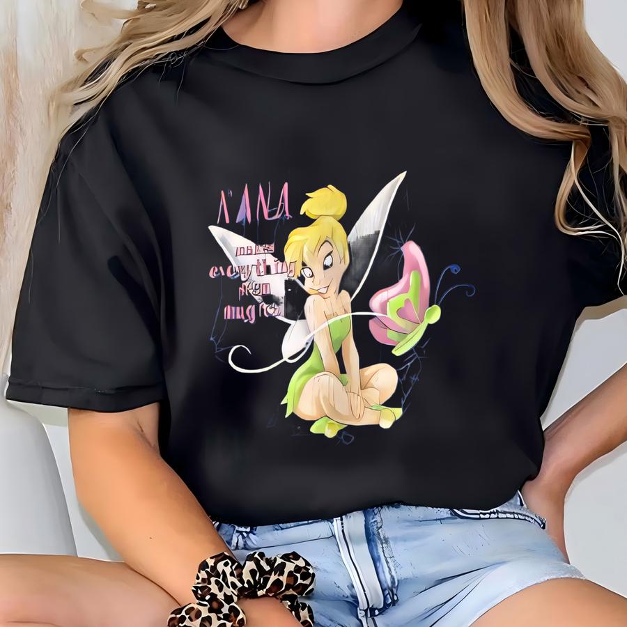 Vintage Sweatshirt Crewneck Pullover Periwinkle Fairies Iridessa Silvermist Print Logo Blue  T-shirt