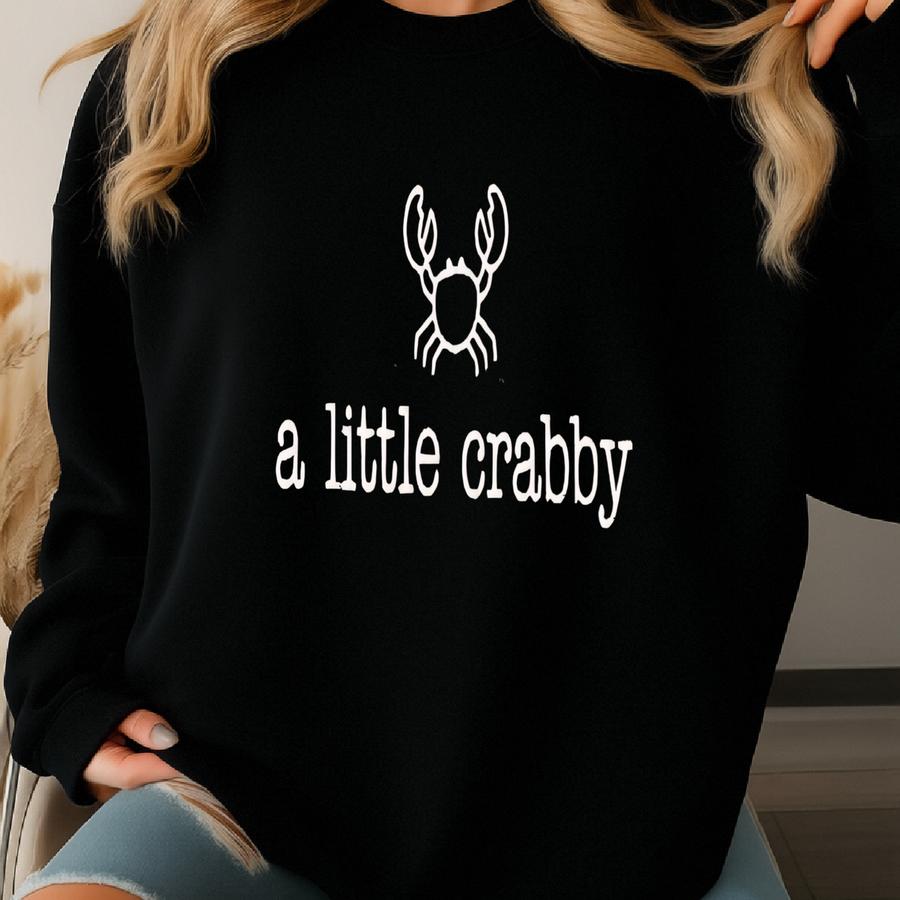'a Little Crabby' Shirt: Minimalist Beach Tee Sweatshirt