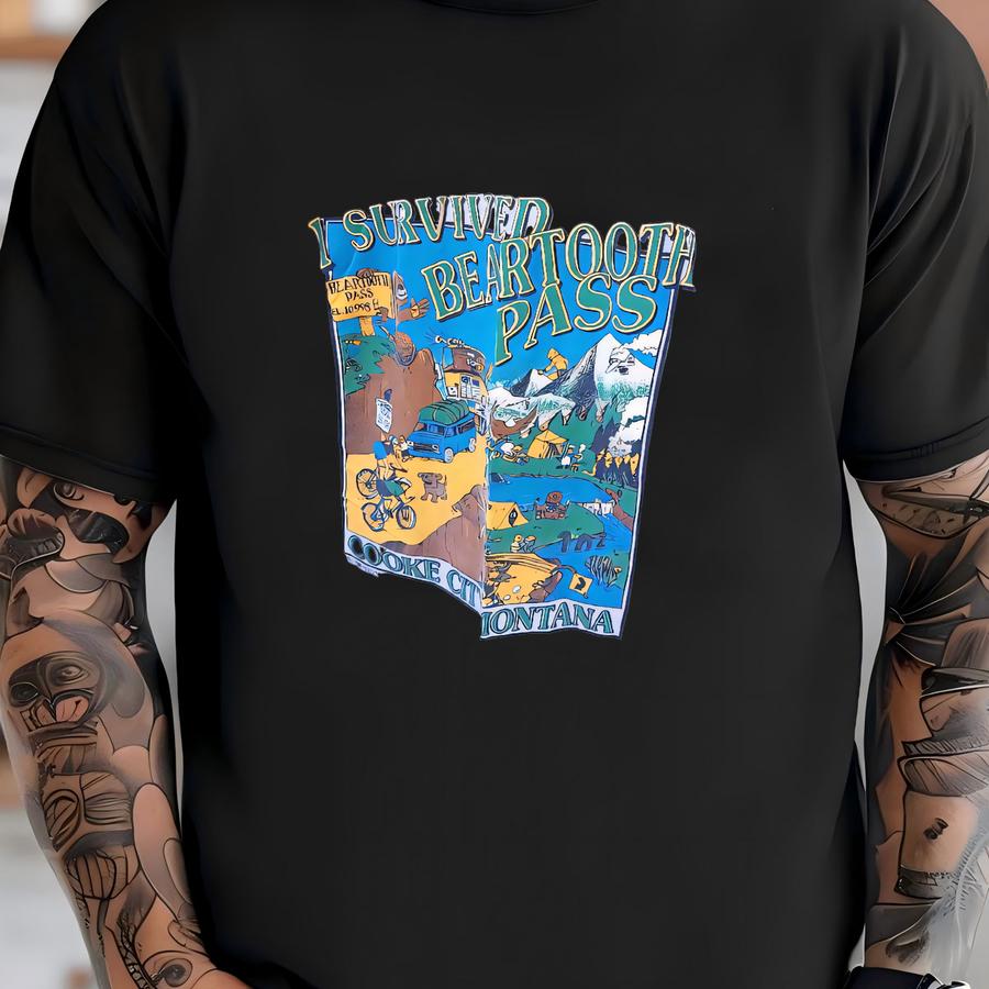 Vintage Beartooth Pass Mountain Cooke City, Montana Graphic Hoodie / L T-shirt