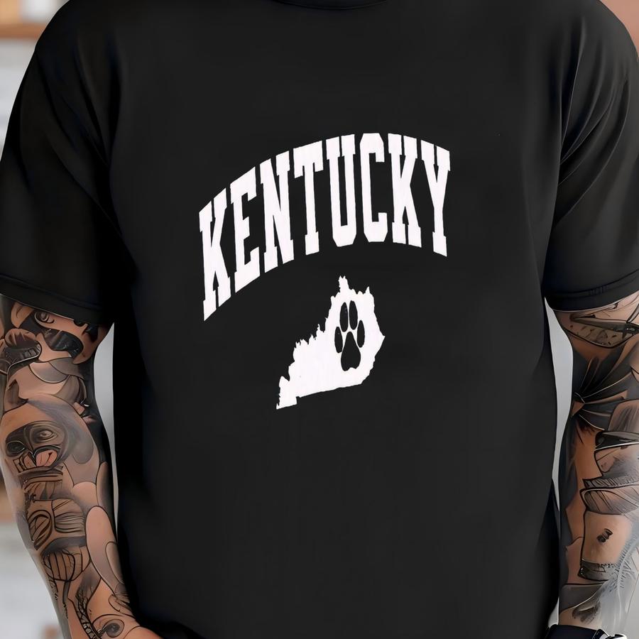 Vintage Kentucky Tee - State Outline Paw Print T-shirt