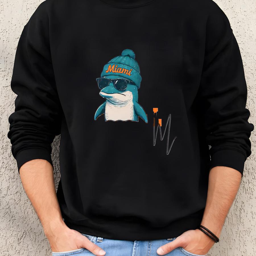 Miami Football Mascot Tee, Gameday Tailgate Shirt, Miami Mascot Spirit Animal, Dolphin Apparel Kids, Dolphin Fan Gear Shirt Sweatshirt