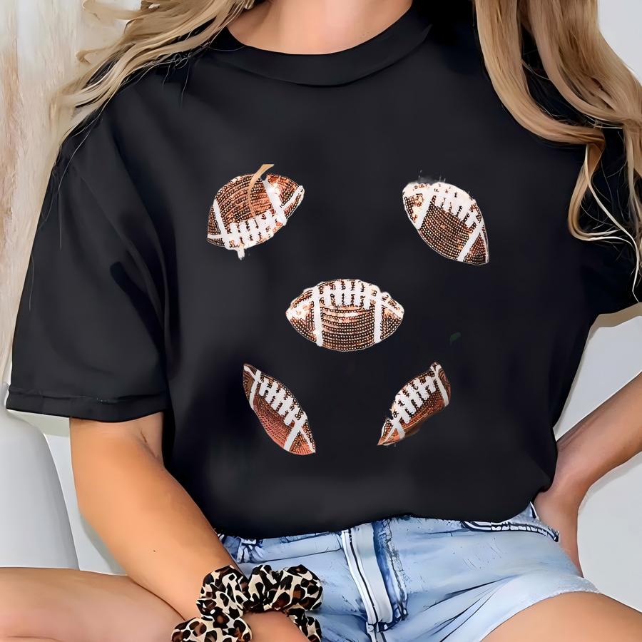 Football Sweater: Game Day Knit Sequin Embellished Top T-shirt