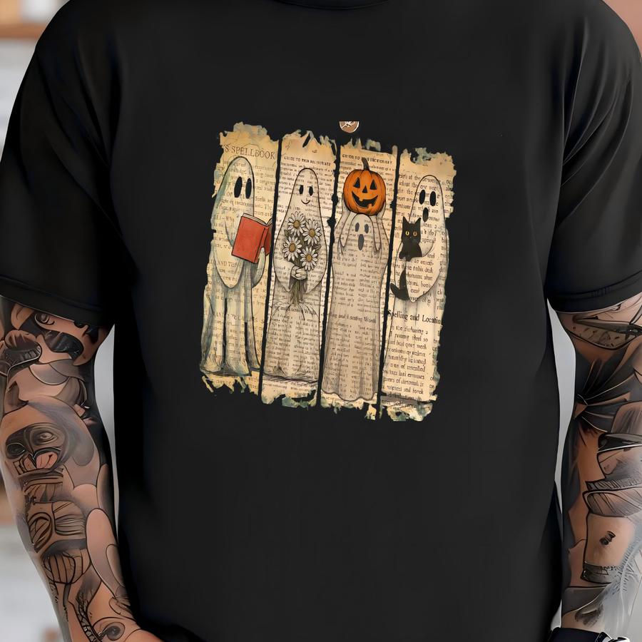 Vintage Halloween ® Shirt, Vintage Oldpaper Ghost Shirt, Cute Ghost Shirt, Retro Halloween Aesthetic, Women's Halloween Shirt T-shirt