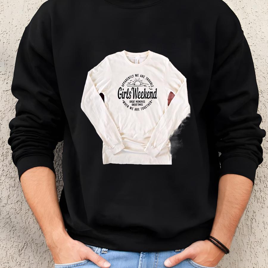 Girls' Weekend Trip Long Sve Shirt, Matching Besties Vacation Tee, 111 Sweatshirt