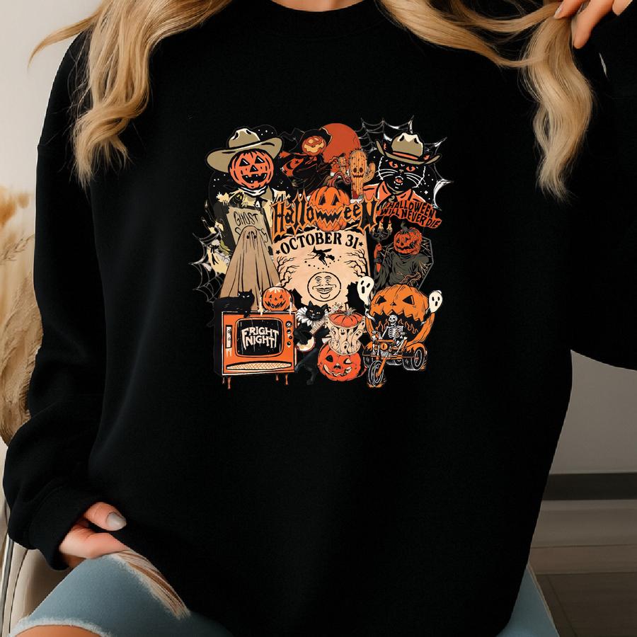 Halloween Ghost Western Shirt: Boho Floral Spooky Season Tee Sweatshirt