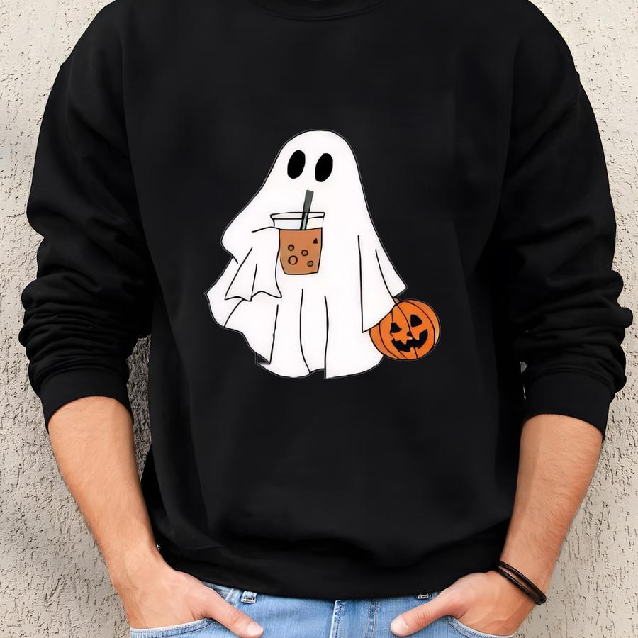 Little Ghost Ice Coffee Shirt, Ghost Sweatshirt, Halloween Tee, Cute Ghost Shirt, Ghost Ice Coffee Sweatshirt / Halloween Coffee Ghost Sweatshirt