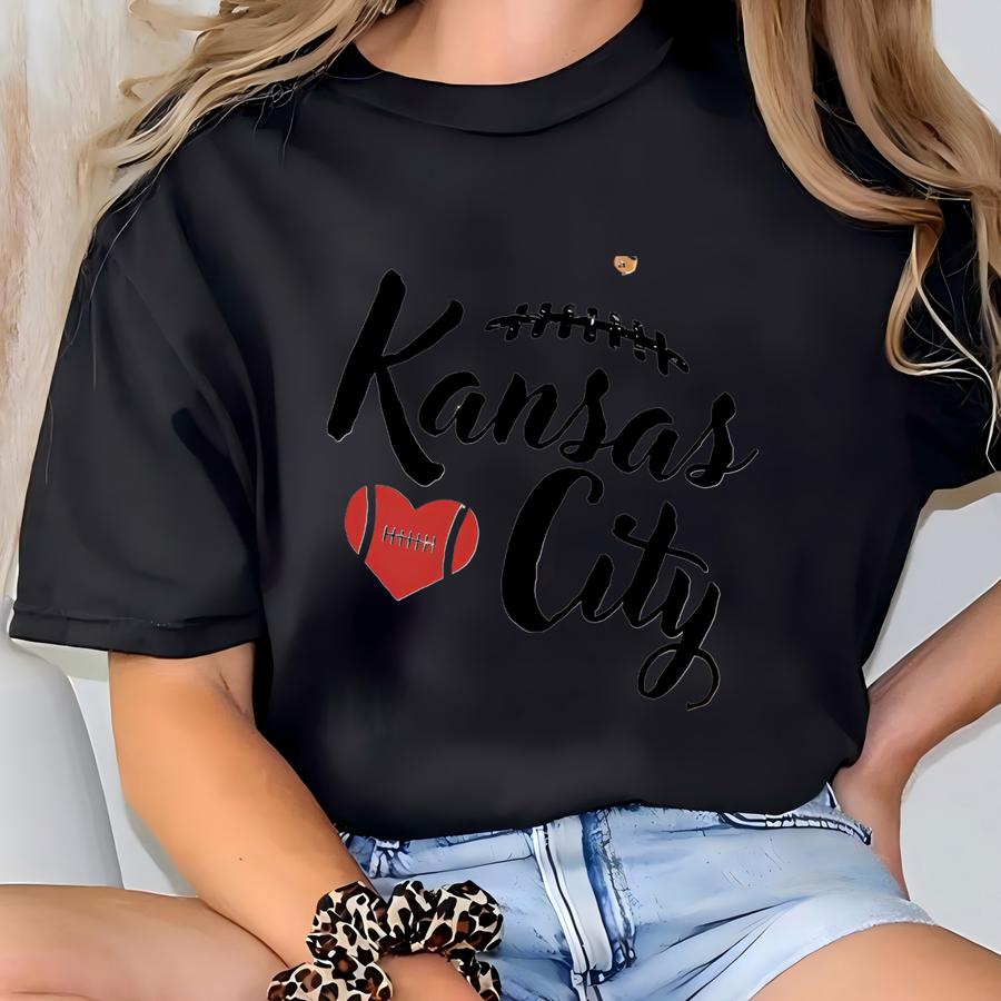 Love Kansas City Football Png, Football Heart Png, Kansas City Football Fan, Kansas City Printable, Football Shirt Idea, Game Day Gear T-shirt