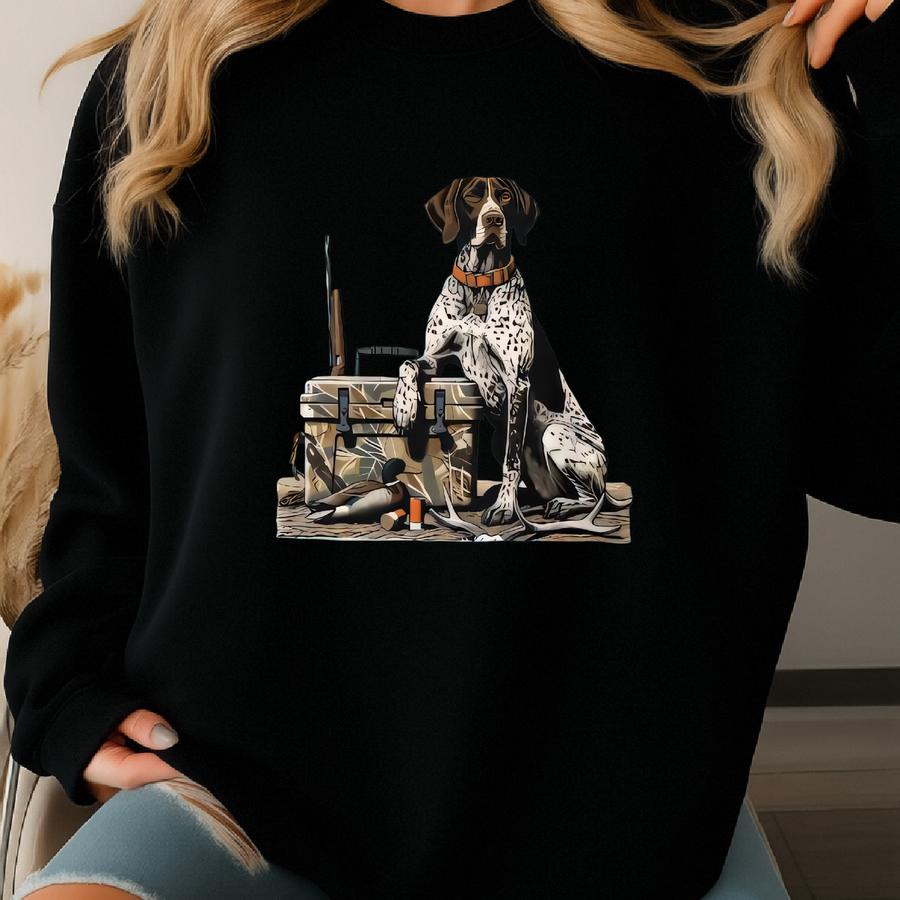 Hunting Dog Baby Romper, Hunter Camo German Shorthaired Pointer Outfit, Summer Camping Baby Bodysuit, Outdoor Baby Clothes Gift Sweatshirt