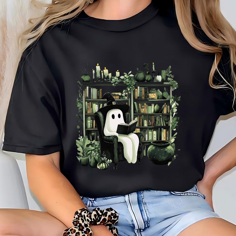 Ghost Witch Reading Books Sweatshirt, Funny Halloween Witch Vintage Sweatshirt, Vintage Halloween Women Sweatshirt, Witchy Vibes Sweatshirt T-shirt