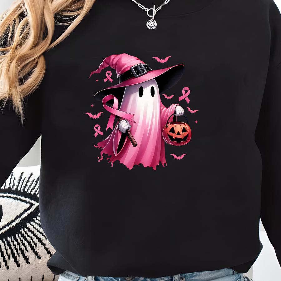 Halloween Breast Cancer Awareness Sweatshirt: In October We Wear Pink Sweatshirt