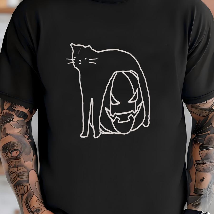 Halloween Cat Comfort Color Shirt,fall Cat Hoodie, Pumpkin Cat Shirt, Cat Lovers Shirt, Spooky Vibes T-shirt