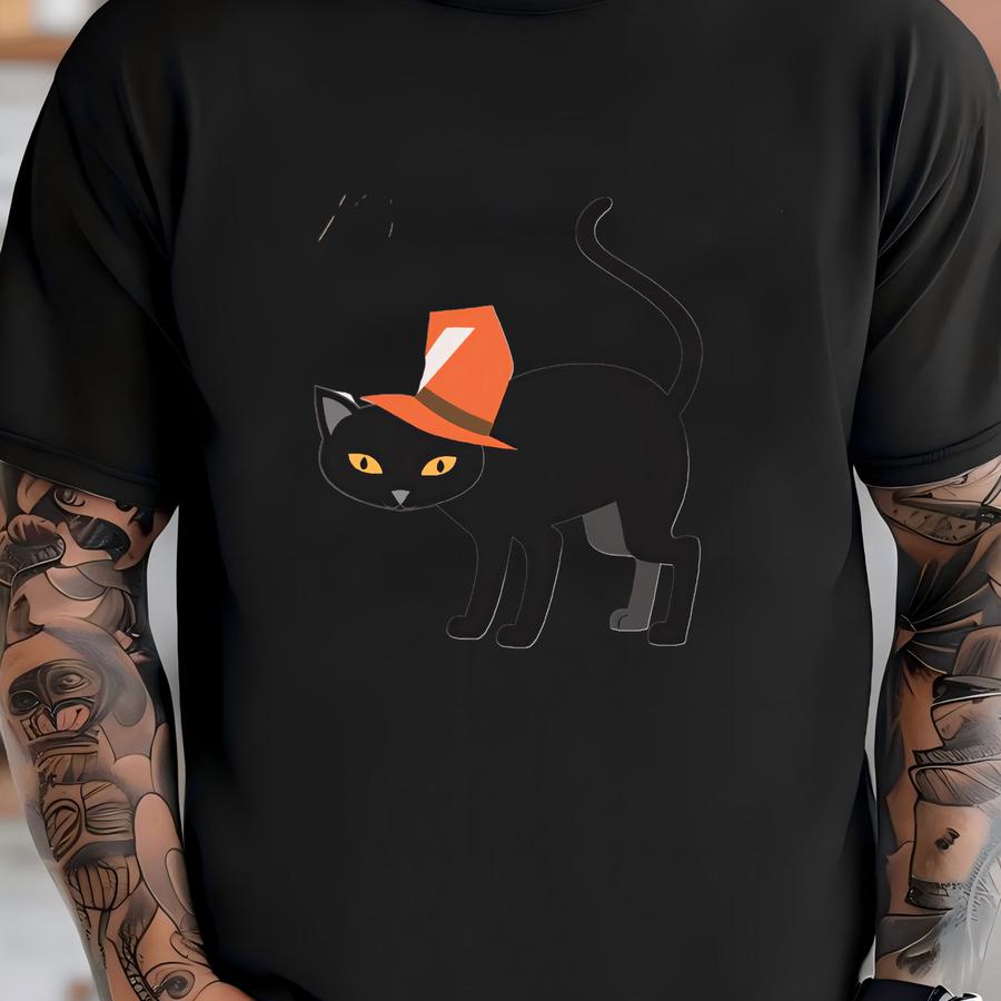 Cat Shirt, Funny Cat Shirt, Halloween Shirt, Cat Meme Shirt, Black Cat T Shirt, Art Shirt, Artist Tee, Horror Lover Gift Tee, Scary Witch T-shirt