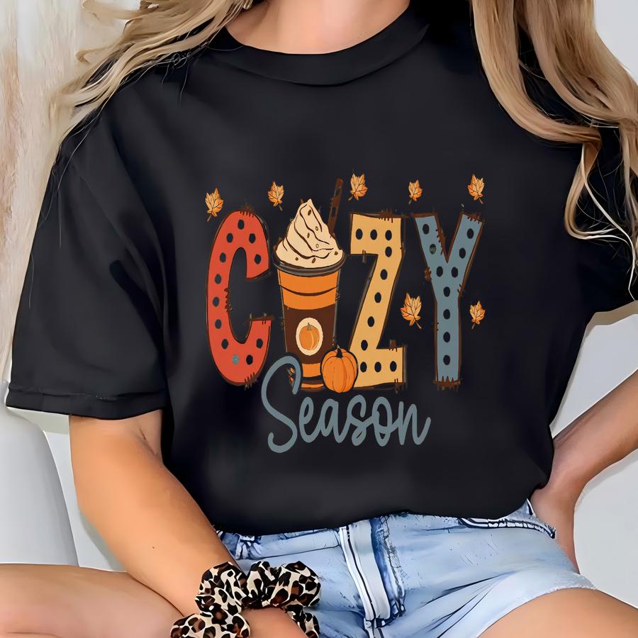 Cozy Fall Sweatshirt Women Crewneck Sweater Autumn Vibes Pumpkin Season Shirt Coffee Lover Gift Cozy Unisex Apparel Oversized Pullover Cute T-shirt