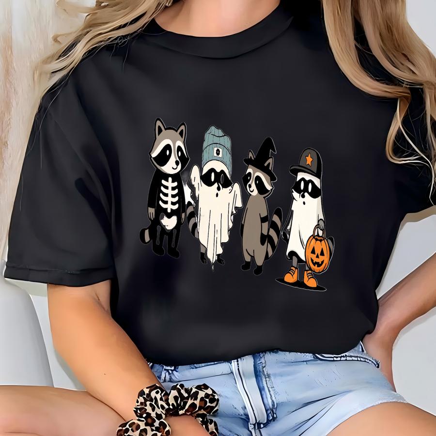 Funny Raccoon Ghost Halloween Shirt: Spooky Season Tee T-shirt