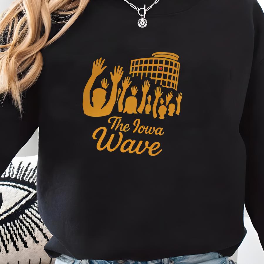 Iowa Wave Hoodie, Game Day Spirit Wear, Iowa College Apparel, Children's Hospital Tribute, Black Gold, Football Tradition Sweatshirt