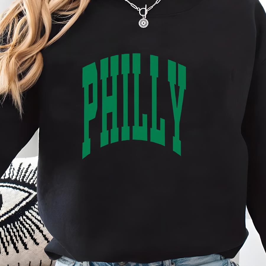 Philly Sweatshirt, Philadelphia Pennsylvania City Gift, Varsity Font Unisex Crewneck, Sizes Xs - 2xl Sweatshirt