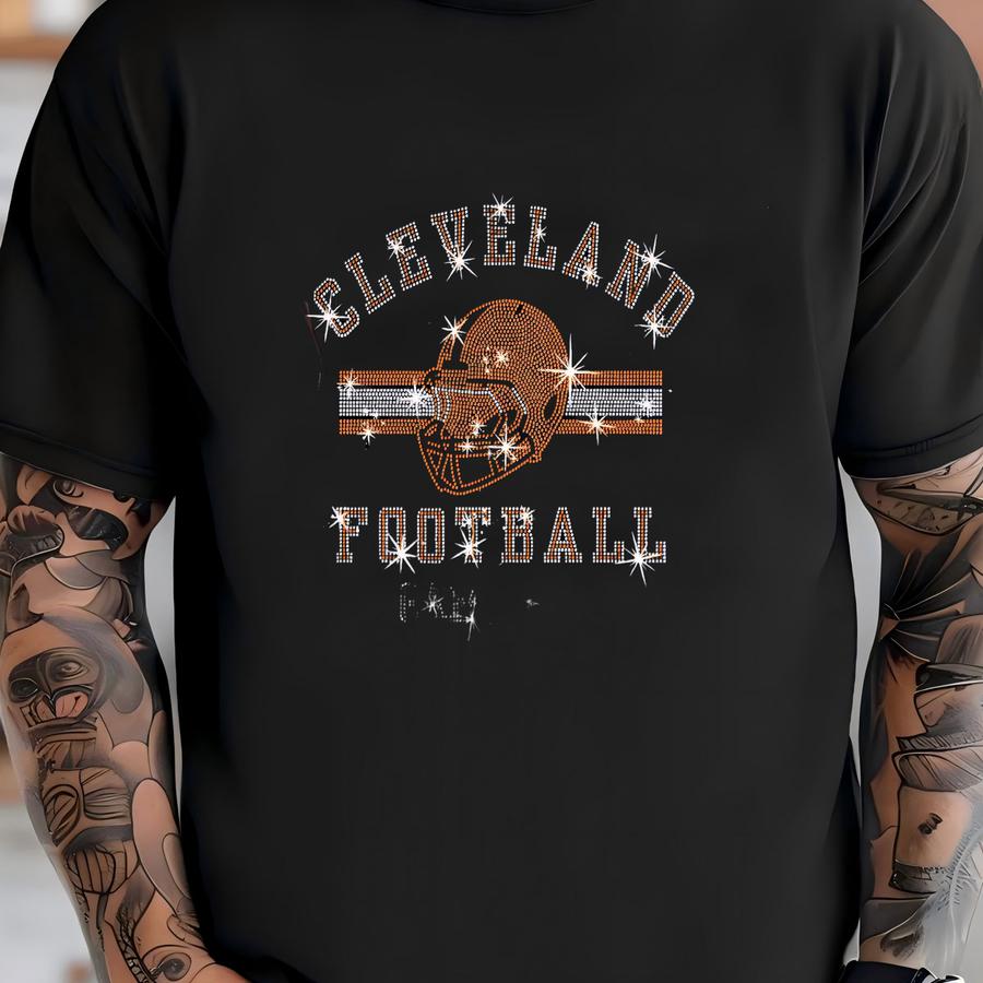 Cleveland Football Rhinestone Shirt: Game Day Sparkle T-shirt