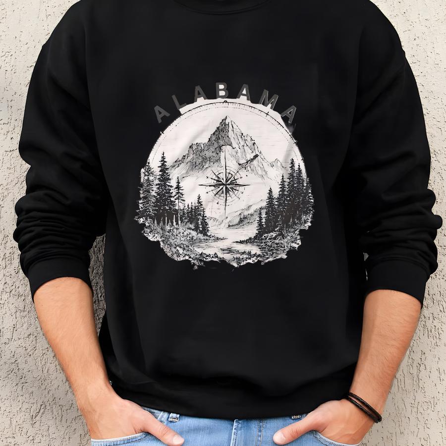 Vintage State T-shirt: Mountain Compass Graphic Tee Sweatshirt